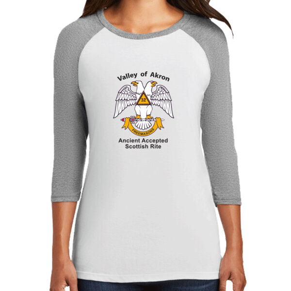 Valley of Akron 32nd Degree Printed - Women's Perfect Tri ® 3/4 Sleeve Raglan Thumbnail