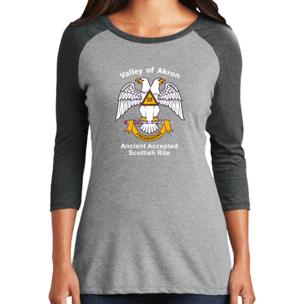 Valley of Akron 32nd Degree Printed - Women's Perfect Tri ® 3/4 Sleeve Raglan Thumbnail