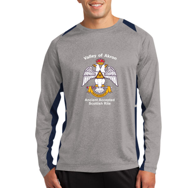 Valley of Akron 33rd Degree Freemason Printed - Long Sleeve Heather Colorblock Contender Tee Thumbnail