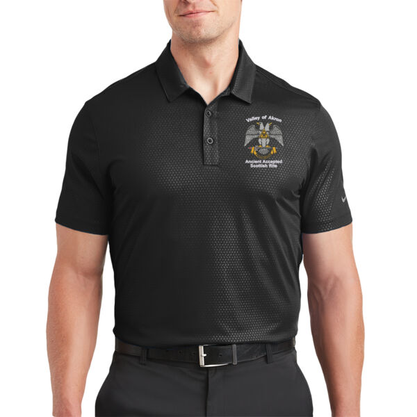 Valley of Akron 32nd Degree Embroidered - Dri FIT Embossed Tri Blade Polo Thumbnail