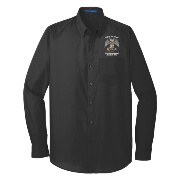Valley of Akron 32nd Degree Embroidered - Long Sleeve Carefree Poplin Shirt Thumbnail