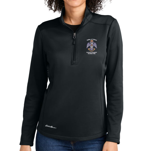 Valley of Akron 33rd Degree Embroidered - Women's Smooth Mid Layer Fleece 1/2 Zip Thumbnail