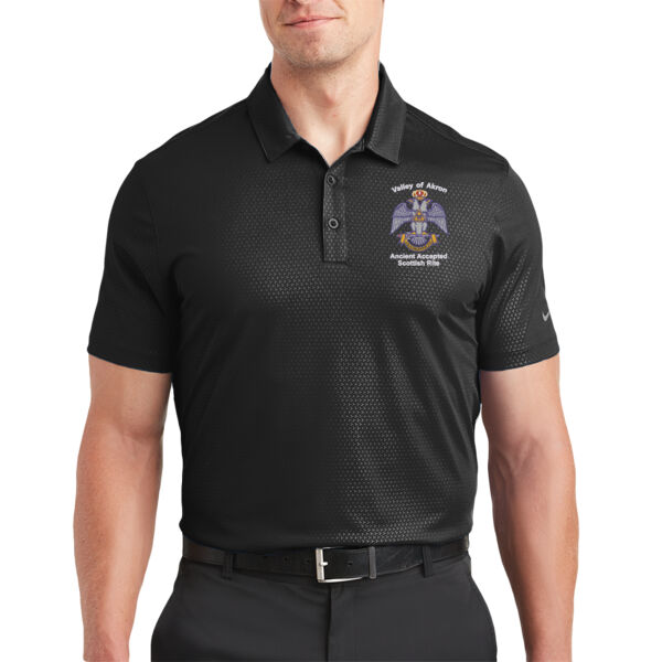 Valley of Akron 33rd Degree Embroidered - Dri FIT Embossed Tri Blade Polo Thumbnail